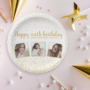 Happy Birthday Gold Glitter-foto's elk jaar aangep Papieren Bordje