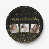 Happy Birthday Gold Glitter-foto's elk jaar aangep Papieren Bordje (Voorkant)