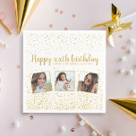 Happy Birthday Gold Glitter-foto's elk jaar aangep Servet<br><div class="desc">Viel een grote verjaardag met deze leuke papieren luiers met 3 foto's van het verjaardagsmeisje/jongen,  2 krantenkoppen met aangepaste tekst,  allemaal geplaatst op een witte achtergrond voorzien van faux gouden glitter confetti sparkles. Fun en feestelijk perfect voor elke verjaardagsfeestdag.</div>