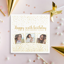 Happy Birthday Gold Glitter-foto's elk jaar aangep Servet