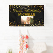 Happy Birthday Gold Glitter-foto's elk jaar aangep Spandoek (Insitu)
