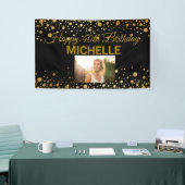 Happy Birthday Gold Glitter-foto's elk jaar aangep Spandoek (Beurs)