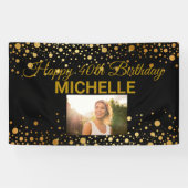 Happy Birthday Gold Glitter-foto's elk jaar aangep Spandoek (Horizontaal)