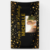 Happy Birthday Gold Glitter-foto's elk jaar aangep Spandoek (Verticaal)