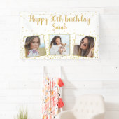 Happy Birthday Gold Glitter-foto's elk jaar aangep Spandoek (Insitu)