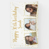 Happy Birthday Gold Glitter-foto's elk jaar aangep Spandoek (Verticaal)