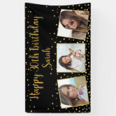 Happy Birthday Gold Glitter-foto's elk jaar aangep Spandoek (Verticaal)