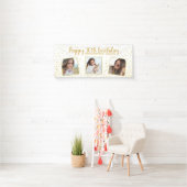 Happy Birthday Gold Glitter-foto's elk jaar aangep Spandoek (Insitu)