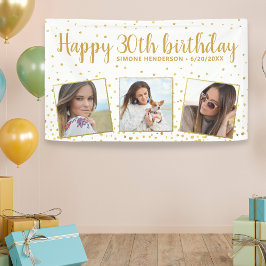 Happy Birthday Gold Glitter-foto's elk jaar aangep Spandoek