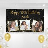Happy Birthday Gold Glitter-foto's elk jaar aangep Spandoek
