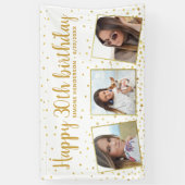 Happy Birthday Gold Glitter-foto's elk jaar aangep Spandoek (Verticaal)
