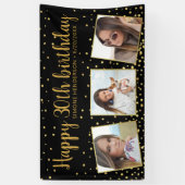 Happy Birthday Gold Glitter-foto's elk jaar aangep Spandoek (Verticaal)