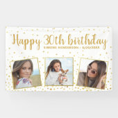 Happy Birthday Gold Glitter-foto's elk jaar aangep Spandoek (Horizontaal)