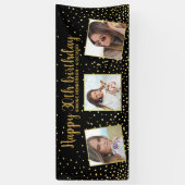 Happy Birthday Gold Glitter-foto's elk jaar aangep Spandoek (Verticaal)
