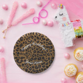 Happy Birthday Gold glitter leopard Papieren Bordje (Feest)
