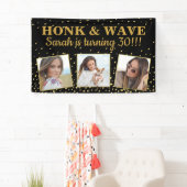 Happy Birthday Gold Glitter Photos Honk & Wave Spandoek (Insitu)