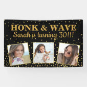 Happy Birthday Gold Glitter Photos Honk & Wave Spandoek (Horizontaal)