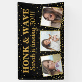 Happy Birthday Gold Glitter Photos Honk & Wave Spandoek (Verticaal)
