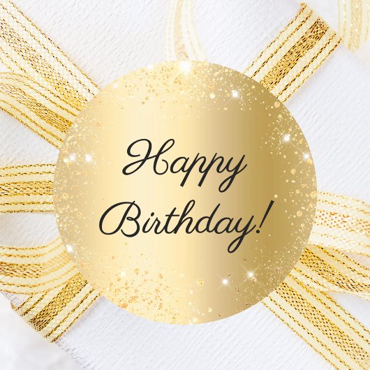 Happy Birthday Gold glitter Ronde Sticker
