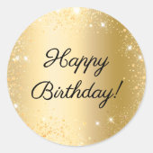 Happy Birthday Gold glitter Ronde Sticker (Voorkant)