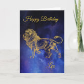 Happy Birthday Gold Leo Zodiac Horoscope Nebula Kaart (Voorkant)