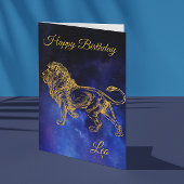 Happy Birthday Gold Leo Zodiac Horoscope Nebula Kaart