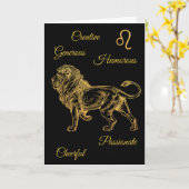 Happy Birthday Gold Leo Zodiac Horoscope Sign Kaart (Gele Bloem)