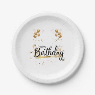 Happy Birthday Gold Paper-Borden Papieren Bordje