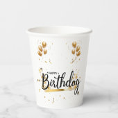 Happy Birthday Gold Paper Cups Papieren Bekers (Achterkant)