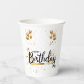 Happy Birthday Gold Paper Cups Papieren Bekers (Voorkant)