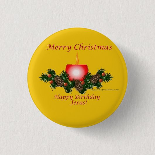 Happy Birthday Gold Pin Ronde Button 3,2 Cm (Voorkant)