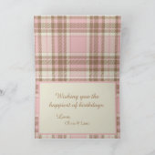 Happy Birthday Gold Pink Abstracte Waterverf Kaart (Binnen)