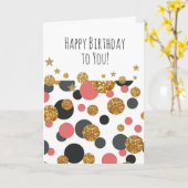 Happy Birthday Gold Polka dots Kaart (Gele Bloem)