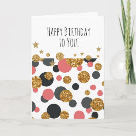 Happy Birthday Gold Polka dots Kaart