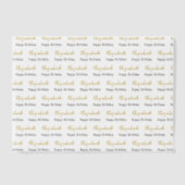 Happy Birthday Gold Script Name Black and White Vellum Uitnodigingen (Voorkant)