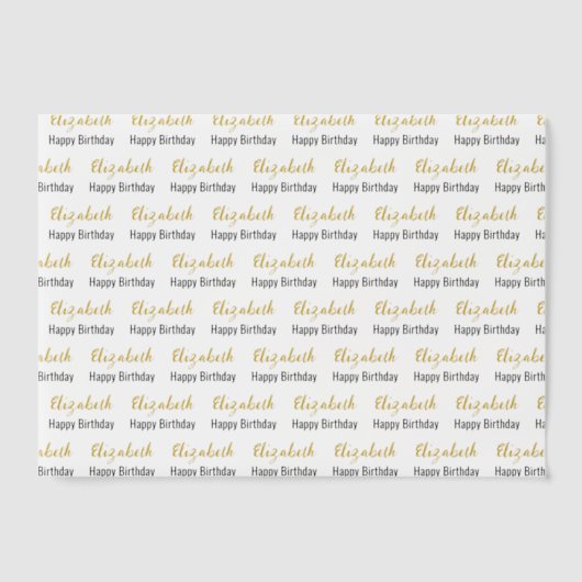 Happy Birthday Gold Script Name Black and White Vellum Uitnodigingen (Voorkant)