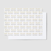 Happy Birthday Gold Script Name Black and White Vellum Uitnodigingen (Offset)