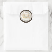 Happy Birthday Gold Script Parels Zwart Glitters Ronde Sticker (Tas)