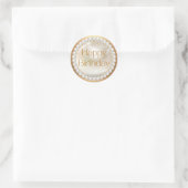Happy Birthday Gold Script White Pearls Luxe Ronde Sticker (Tas)