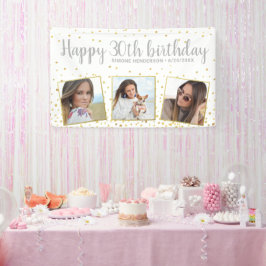 Happy Birthday Gold Silver-foto's elk jaar aangepa Spandoek