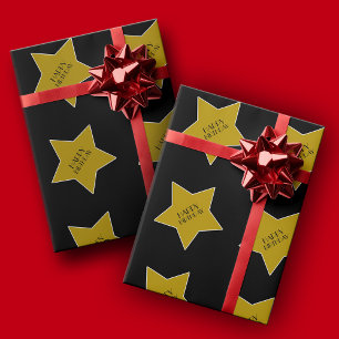 Happy Birthday Gold Stars Hollywood Theme Cadeaupapier