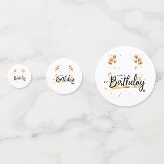 Happy Birthday Gold Table Confetti (Voorkanten)
