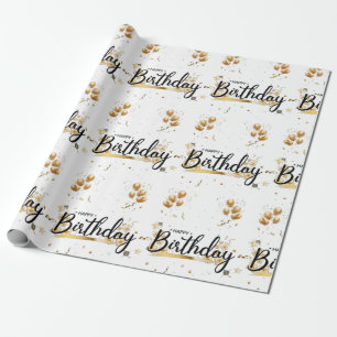 Happy Birthday Gold Wrapping Paper Cadeaupapier