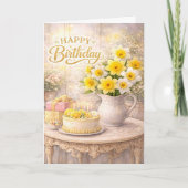 Happy Birthday Golden Daffodils Kaart (Voorkant)
