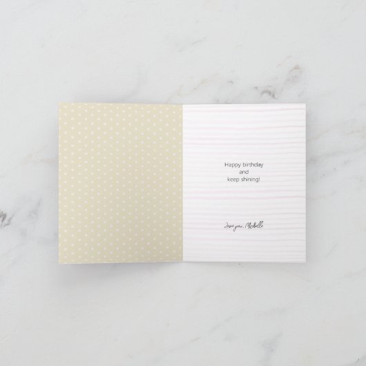 Happy Birthday Golden Glitter Custom Name Notitiekaartje (Binnen)