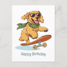 Happy Birthday Golden Retriever Hond Skateboarden