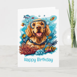 Happy Birthday Golden Retriever Hond Snorkelen Kaart