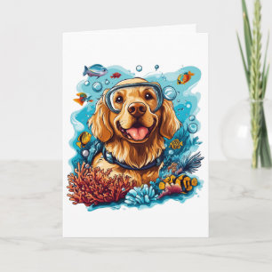 Happy Birthday Golden Retriever Hond Snorkelen Kaart