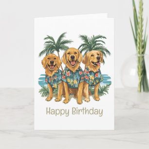 Happy Birthday Golden Retriever Honden Hawaïaans Kaart
