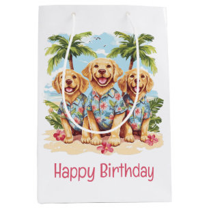 Happy Birthday Golden Retriever Honden Hawaïaans Medium Cadeauzakje